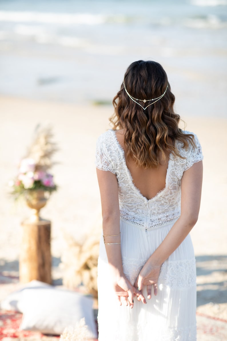 Bridal headpiece, wedding hair chain, boho headpiece