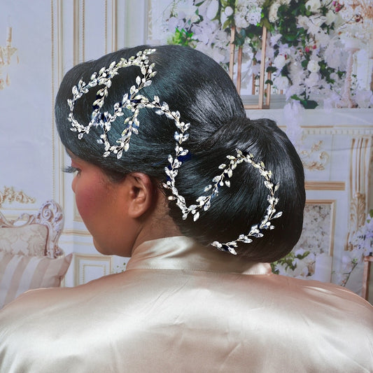 Crystal Hair Vine Long Wire Tiara Bridal Rhinestone Hair piece Crystal Hair Vine for Wedding Silver Crystal Headpiece Statement Headpiece