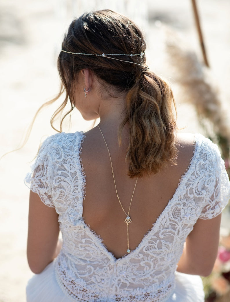 Bridal headpiece, wedding hair chain, boho headpiece